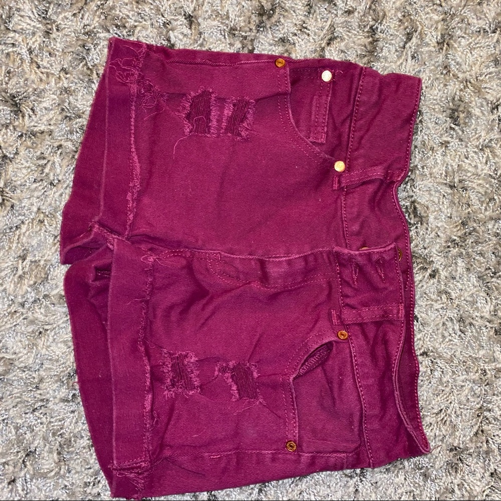 Maroon jean shorts